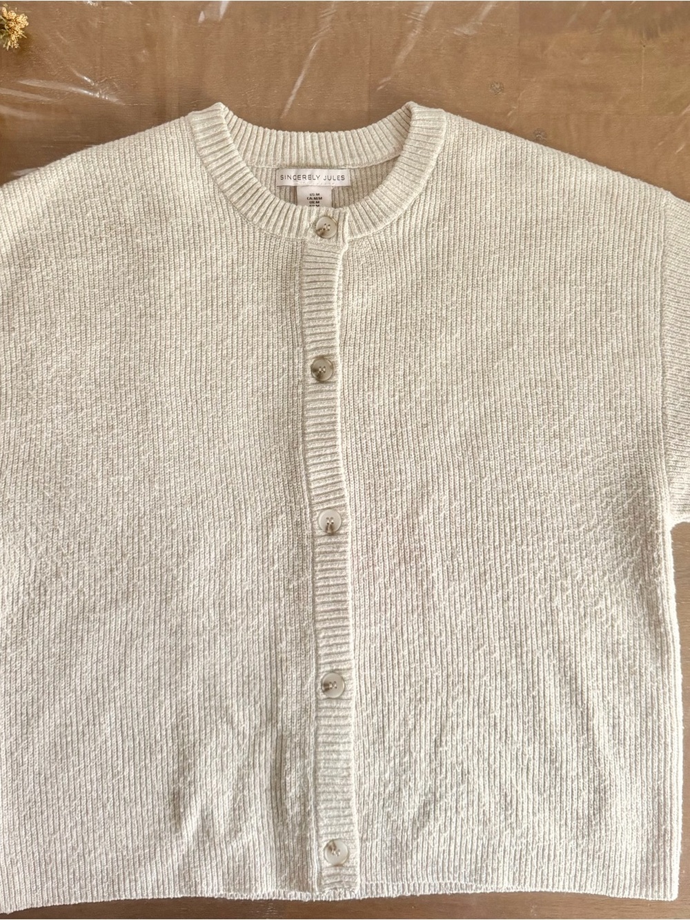 Sincerly Jules Ivory Button-Front Knit Cardigan